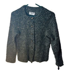 Alfred Dunner mohair blend gray and black buttoned cardigan Size 10 petite